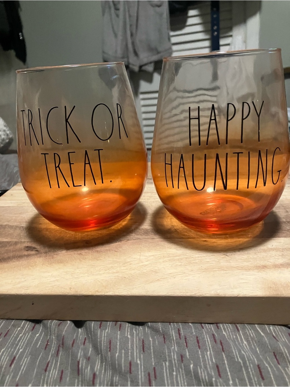 Rae Dunn Set of 2 Halloween-Themed Wine Glasses